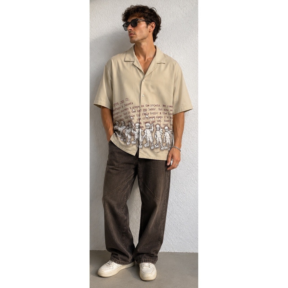 Vintage Reynolds & Perry Shirt Mens Retro Street Ware Graphic Camp Shirt Large